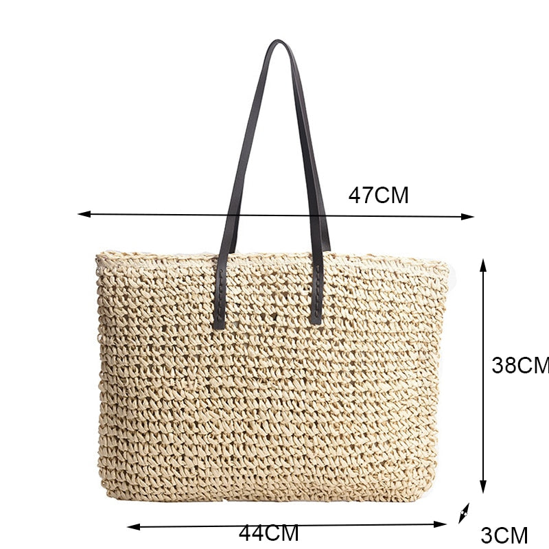 Hollow Out Rattan Straw Woven Large Capacity Shoulder Bag