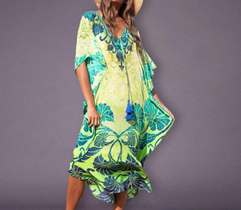 Kaftan Tunic Dress Robe - Ishka