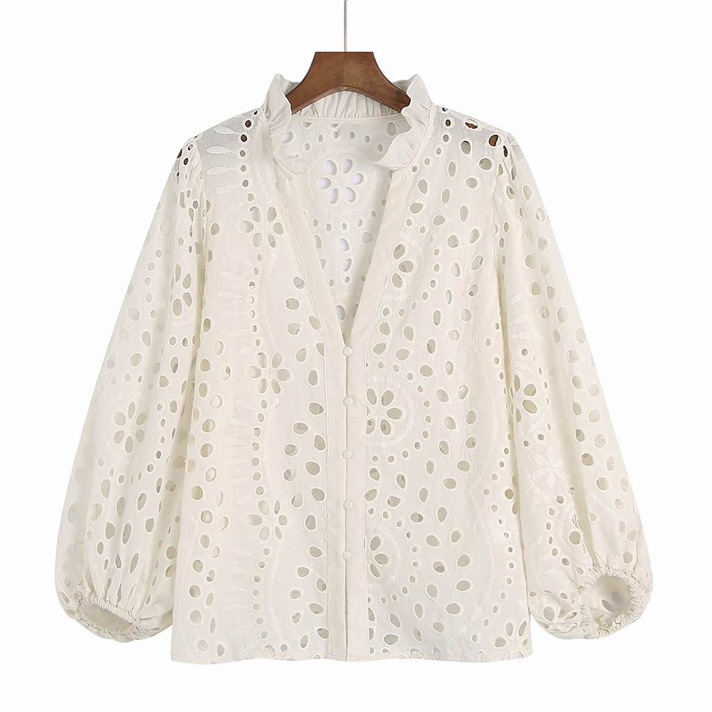 Hollow Out Embroidery Modern Lace Blouse