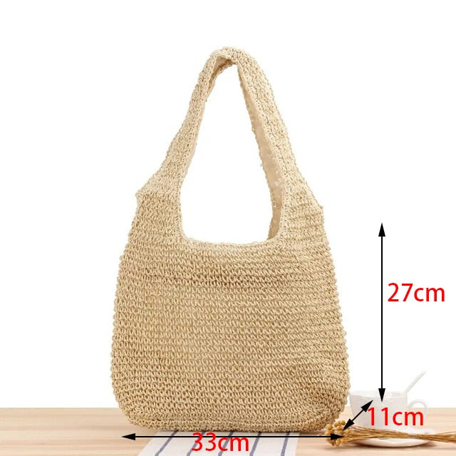 Hollow Out Rattan Straw Woven Large Capacity Shoulder Bag