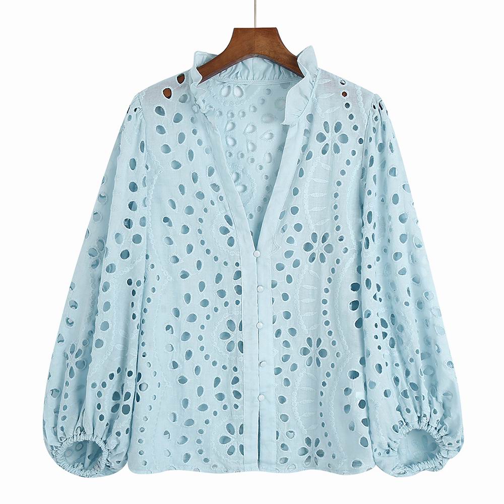 Hollow Out Embroidery Modern Lace Blouse