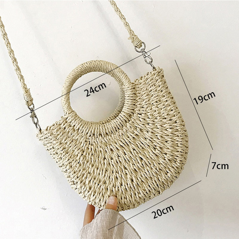 Hollow Out Rattan Straw Woven Large Capacity Shoulder Bag