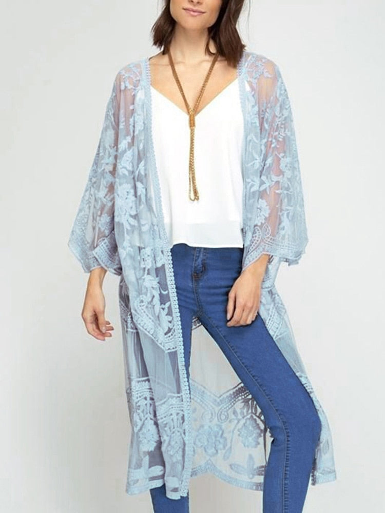 Flare Hollow Out Bohemian Beach Kimono