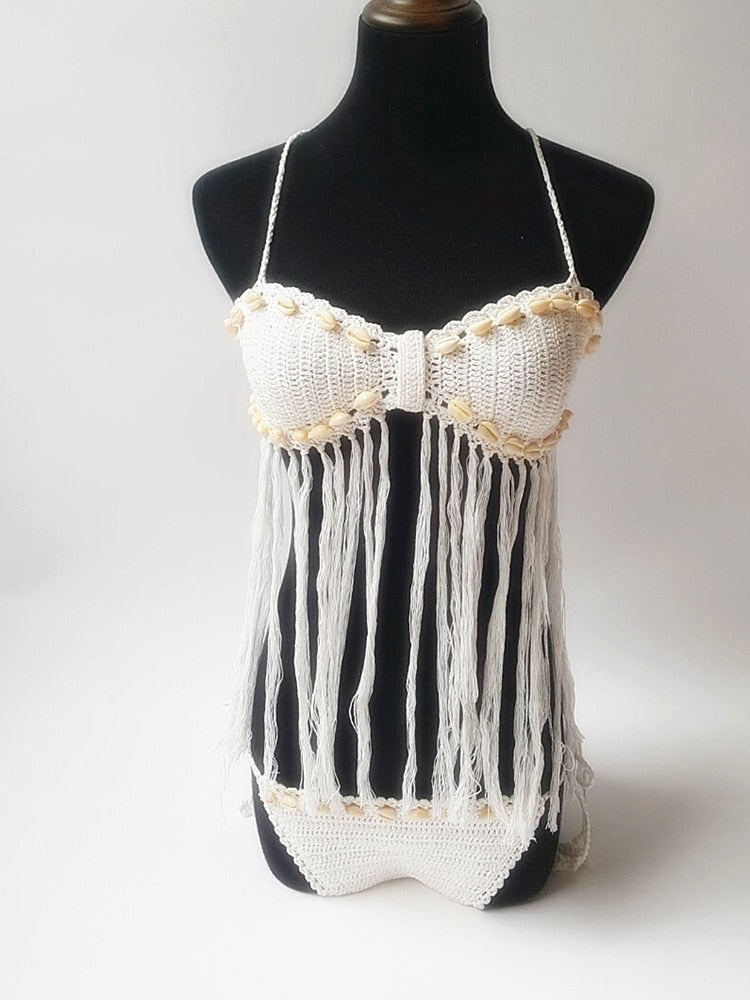 Bohemian Shell Crochet Two-Piece Swimwear