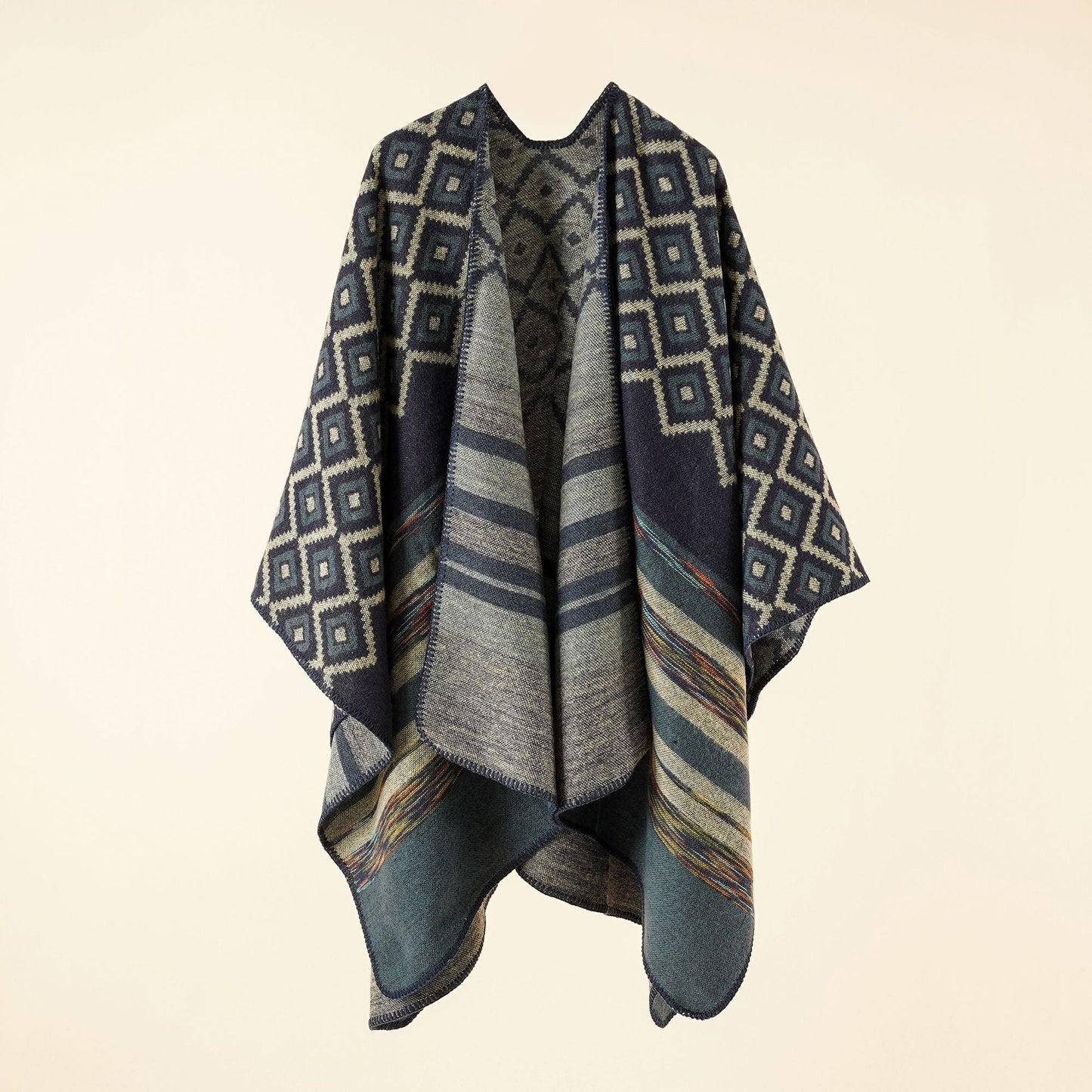 Stripe Cashmere Shawl Cape