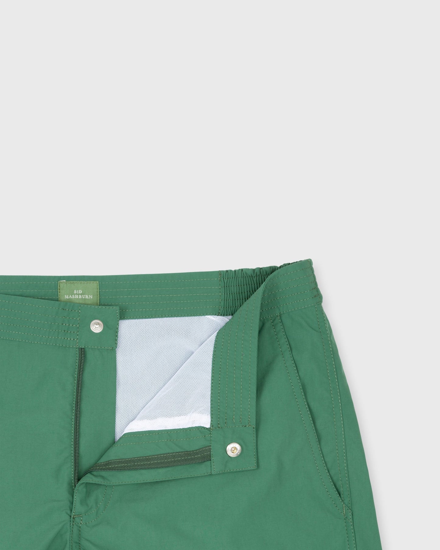 Zip-Front Standard Swim Short in Pine Nylon