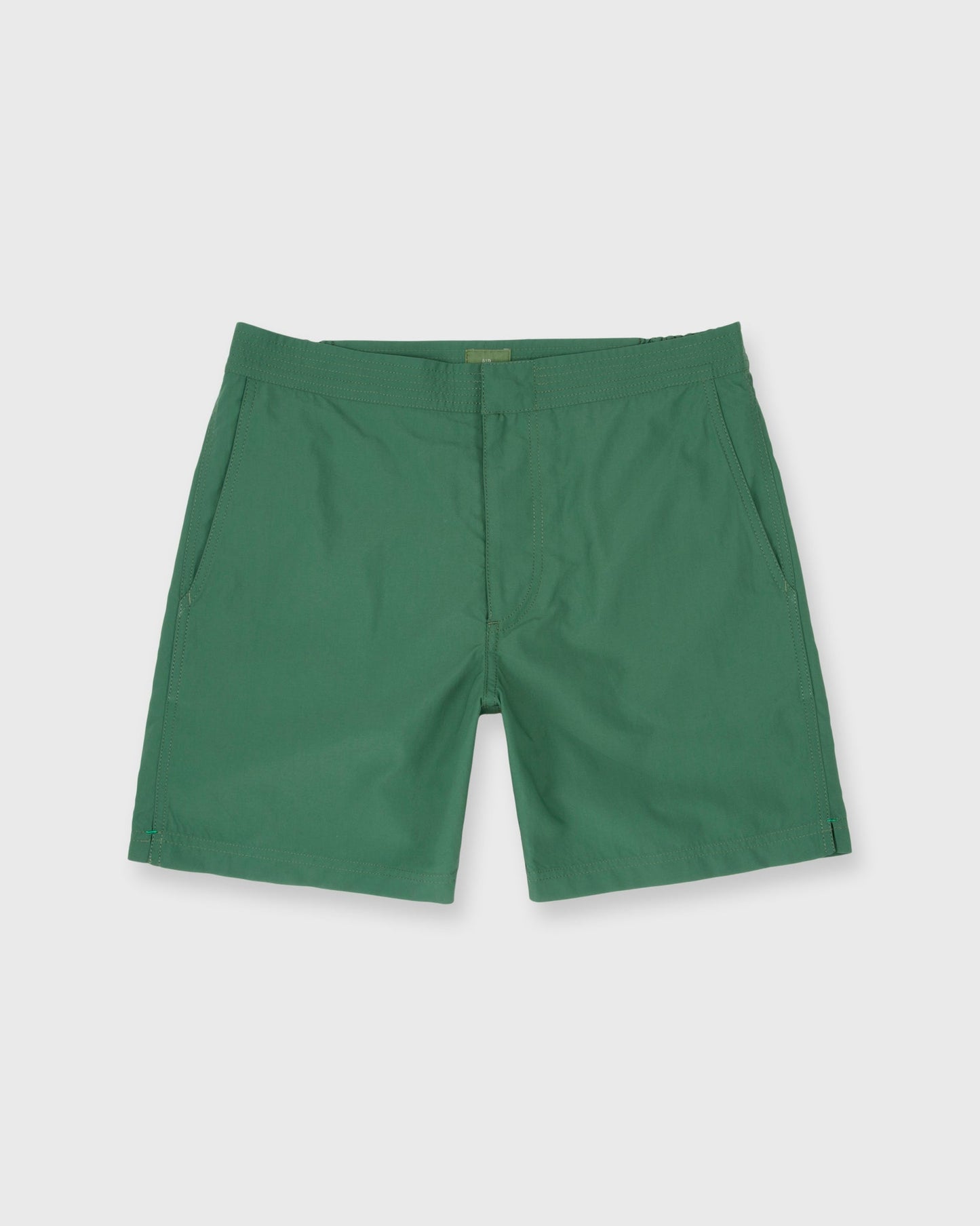 Zip-Front Mid-Length Swim Short in Pine Nylon