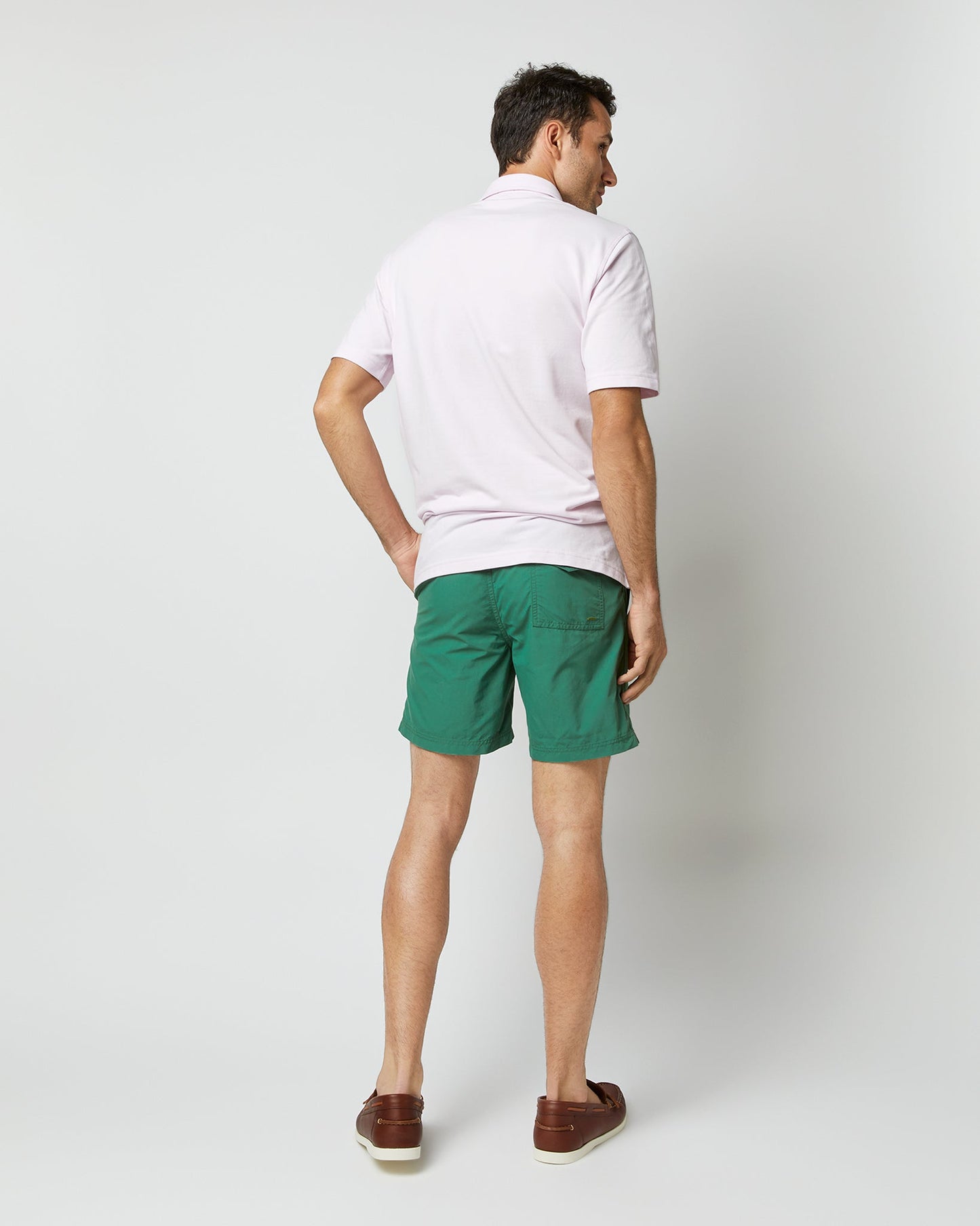 Zip-Front Mid-Length Swim Short in Pine Nylon