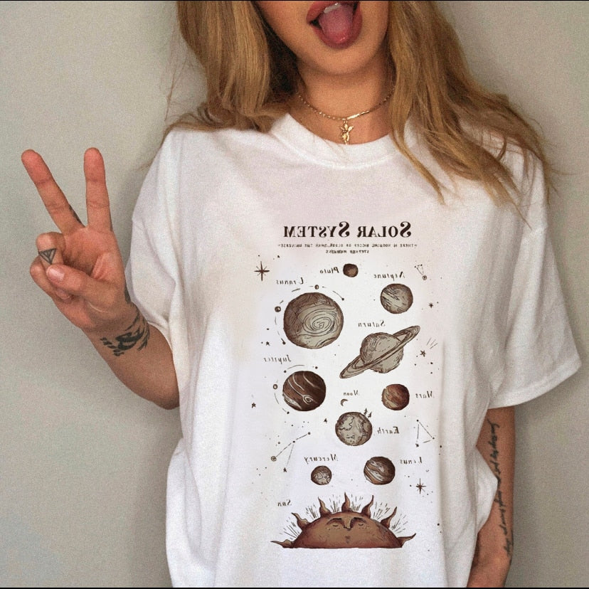 90s Harajuku Witch Summer Short Sleeve Graphic T-shirt - Size Medium