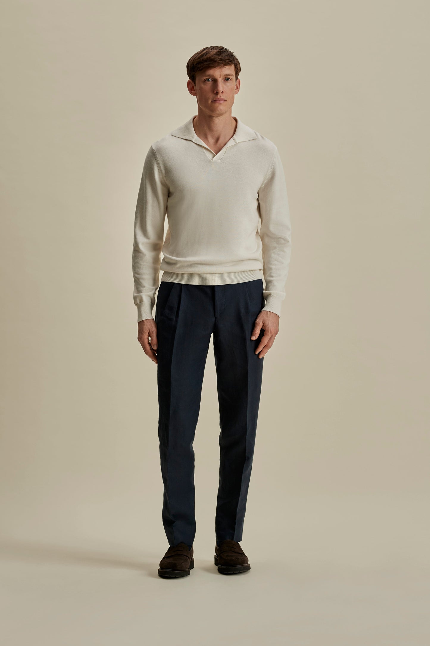 Heavy Cotton Long Sleeve Skipper Polo Shirt