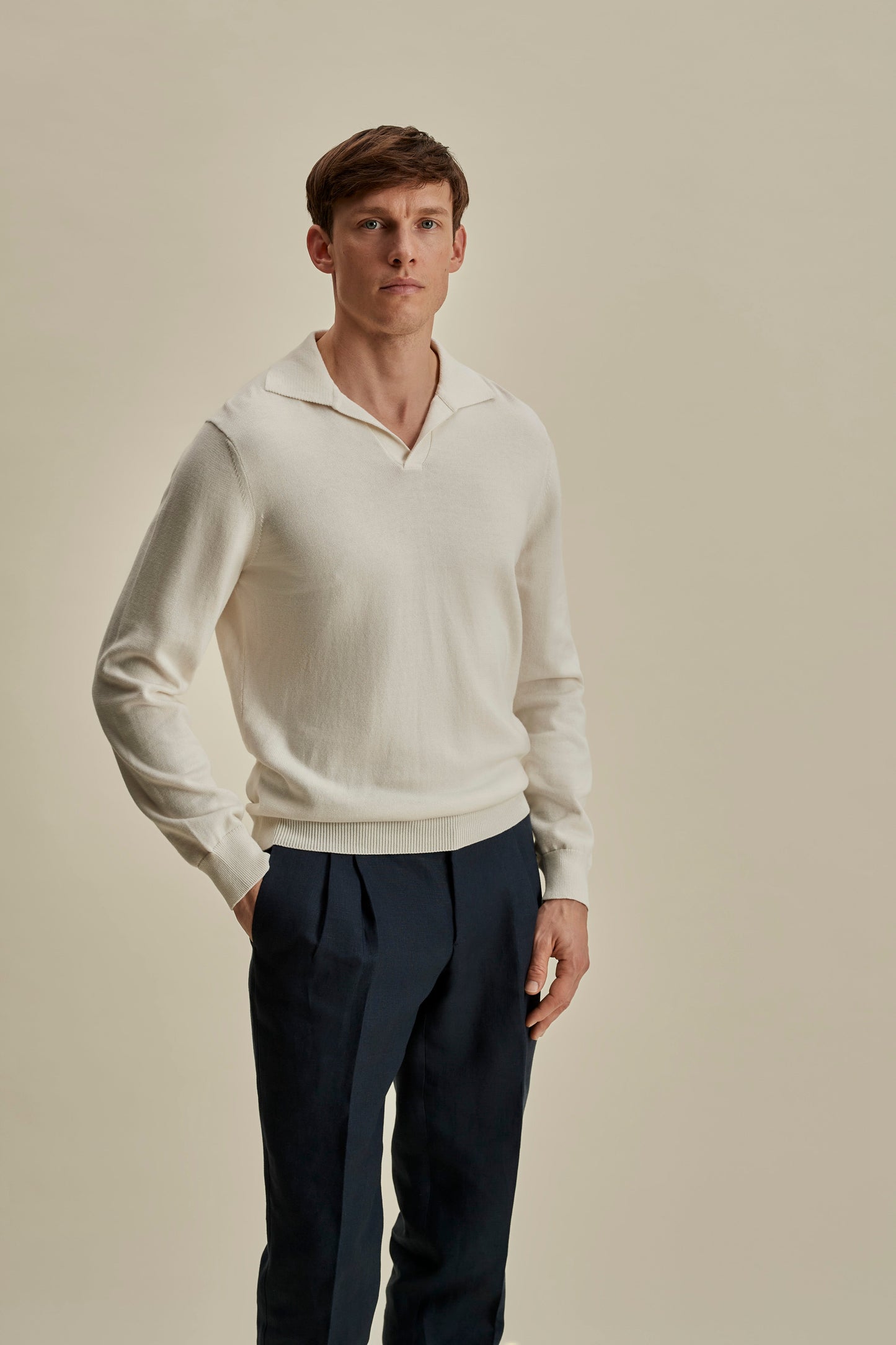 Heavy Cotton Long Sleeve Skipper Polo Shirt