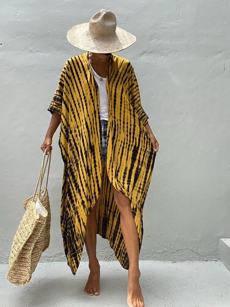 Halo Dye Cover Up Kimono Long Cardigan