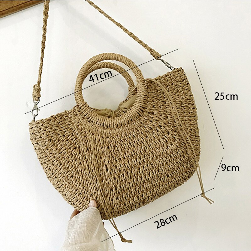 Hollow Out Rattan Straw Woven Large Capacity Shoulder Bag