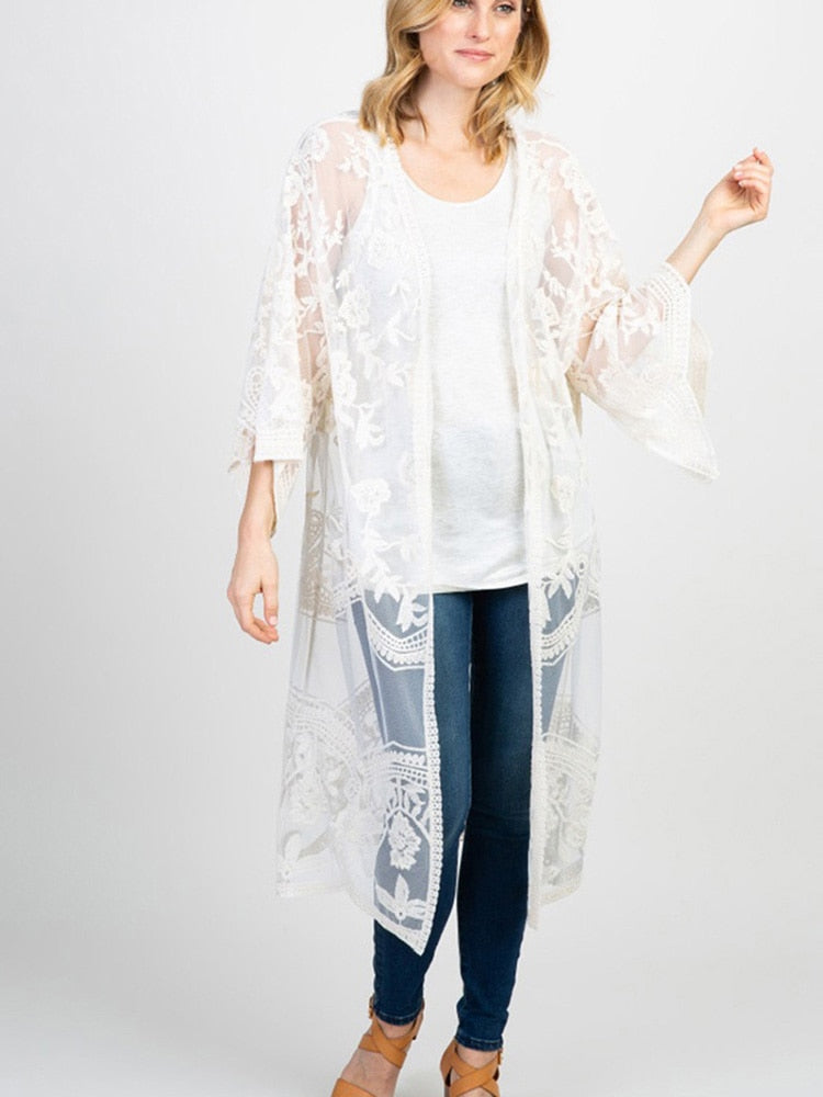 Flare Hollow Out Bohemian Beach Kimono