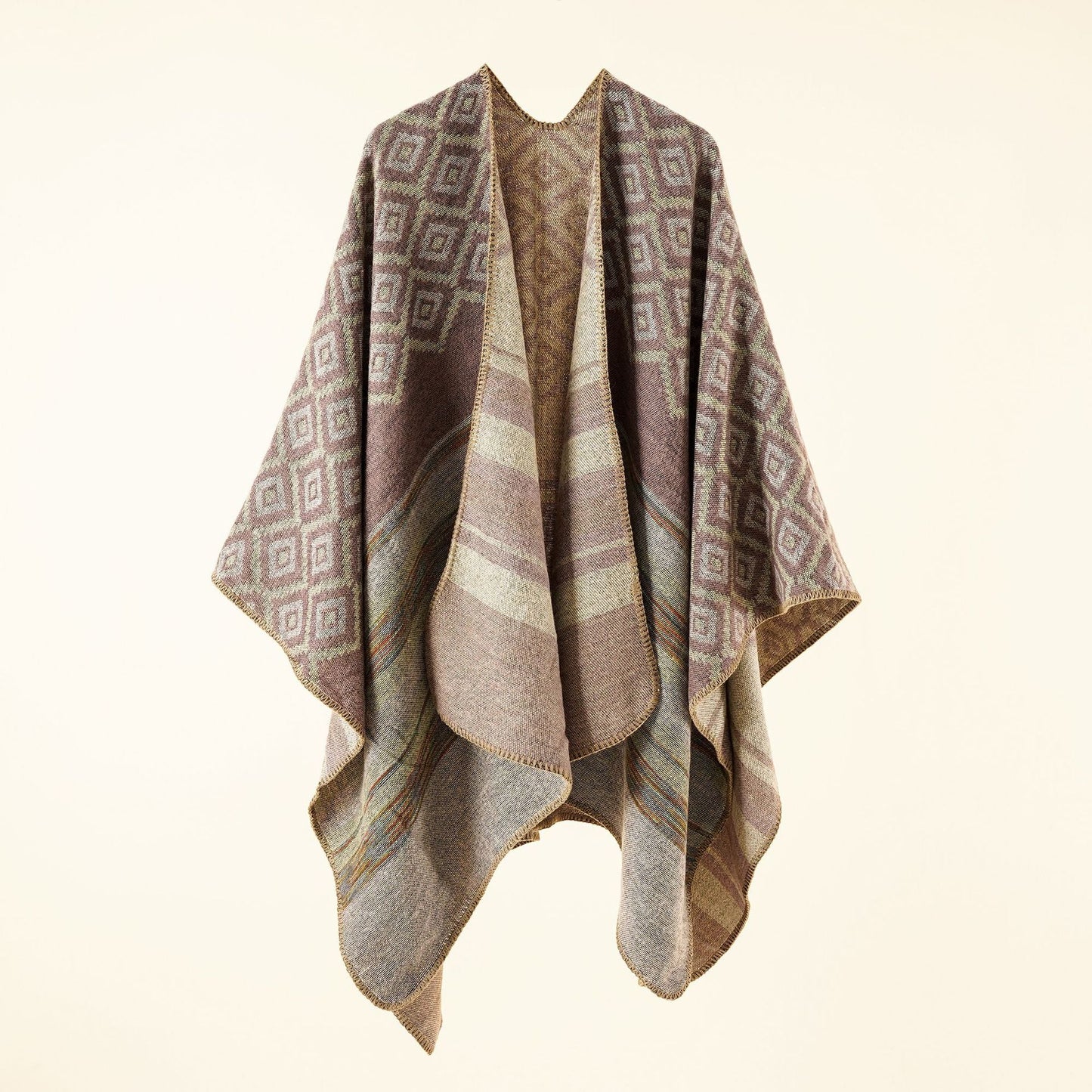Stripe Cashmere Shawl Cape