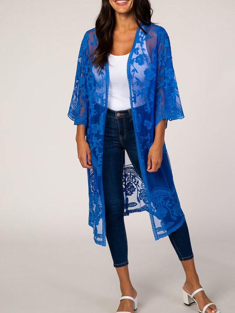 Flare Hollow Out Bohemian Beach Kimono