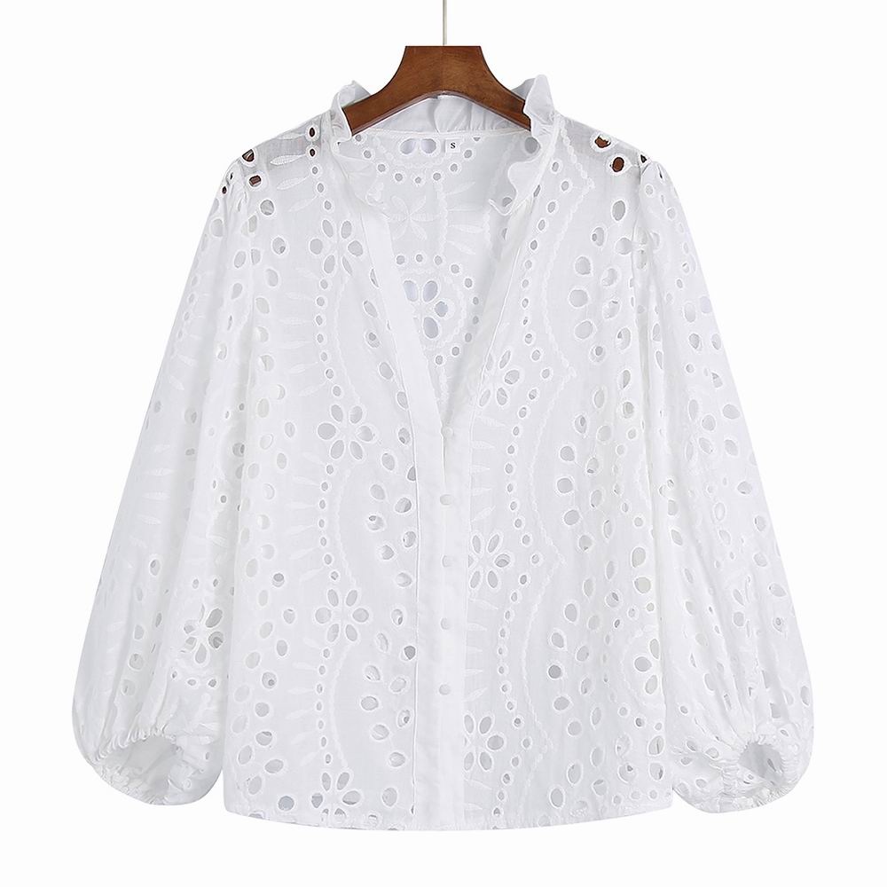 Hollow Out Embroidery Modern Lace Blouse