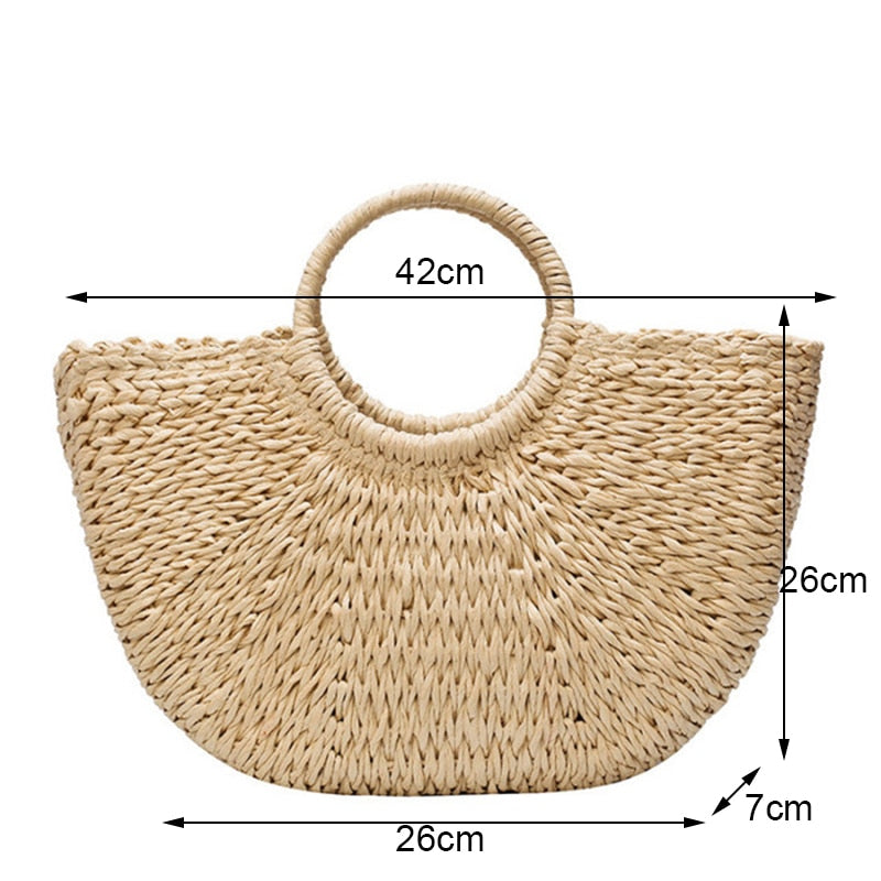 Hollow Out Rattan Straw Woven Large Capacity Shoulder Bag