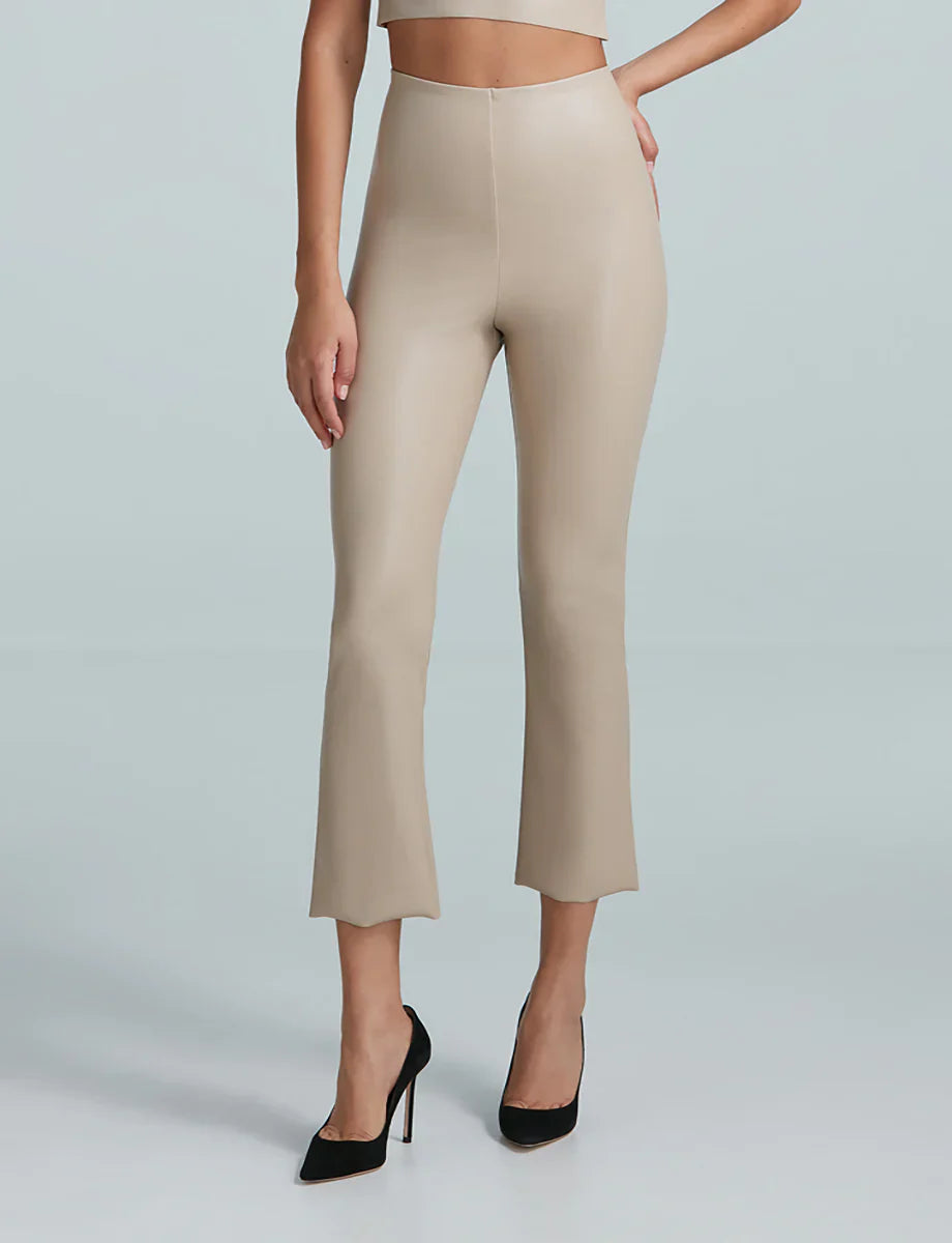 Faux Leather Cropped Flare Porcelain