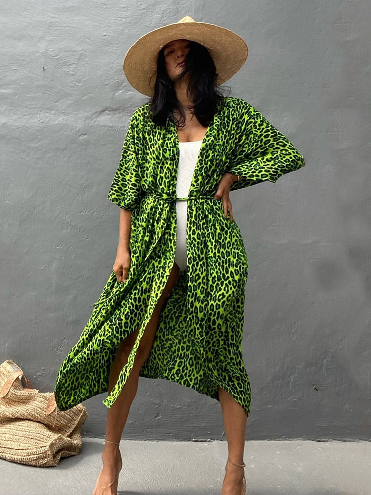 Halo Dye Cover Up Kimono Long Cardigan