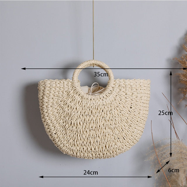 Hollow Out Rattan Straw Woven Large Capacity Shoulder Bag