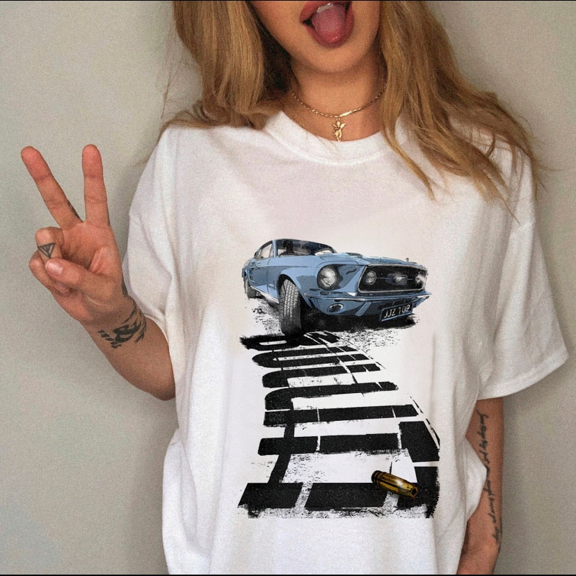 90s Harajuku Witch Summer Short Sleeve Graphic T-shirt - Size Medium