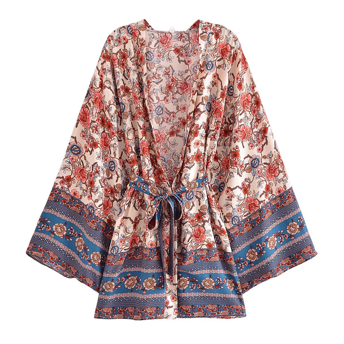 Bohemian Rayon Cotton Batwing Sleeve Bikini Kimono Cover-up