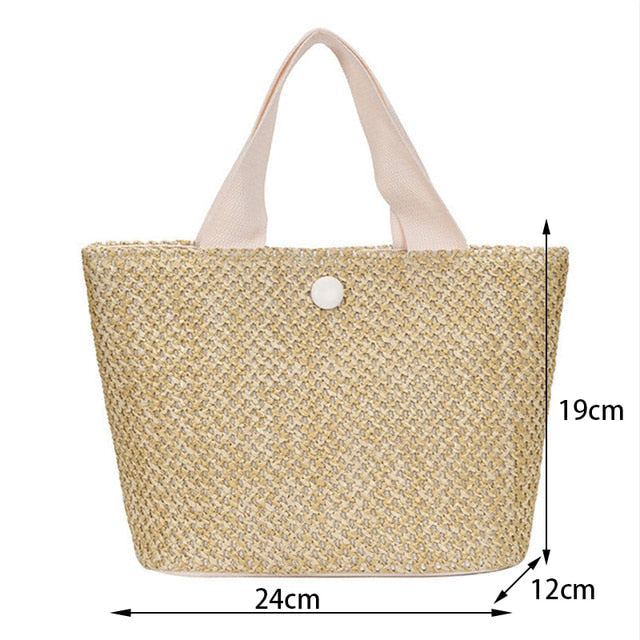 Handmade Rattan Straw Half Moon Round Handbag