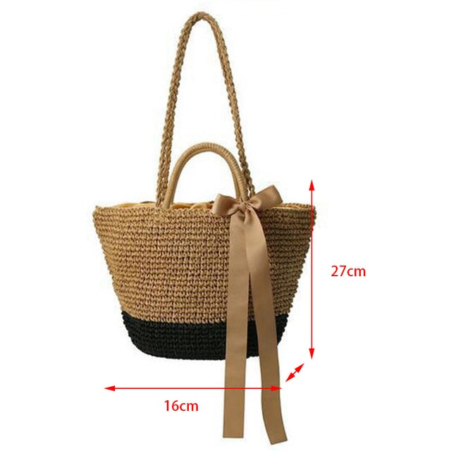 Handmade Rattan Straw Half Moon Round Handbag
