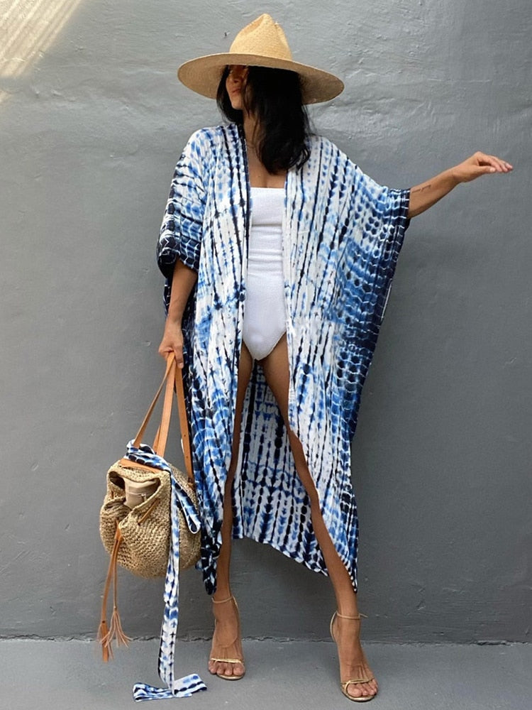 Halo Dye Cover Up Kimono Long Cardigan
