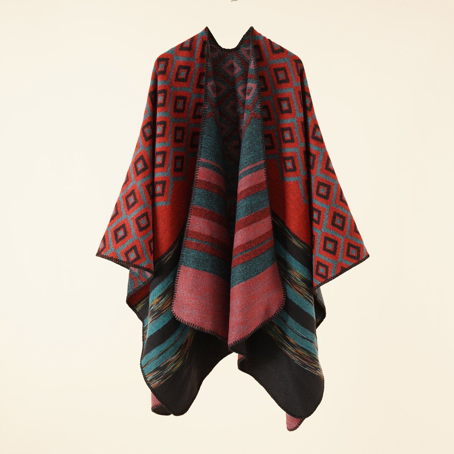 Stripe Cashmere Shawl Cape