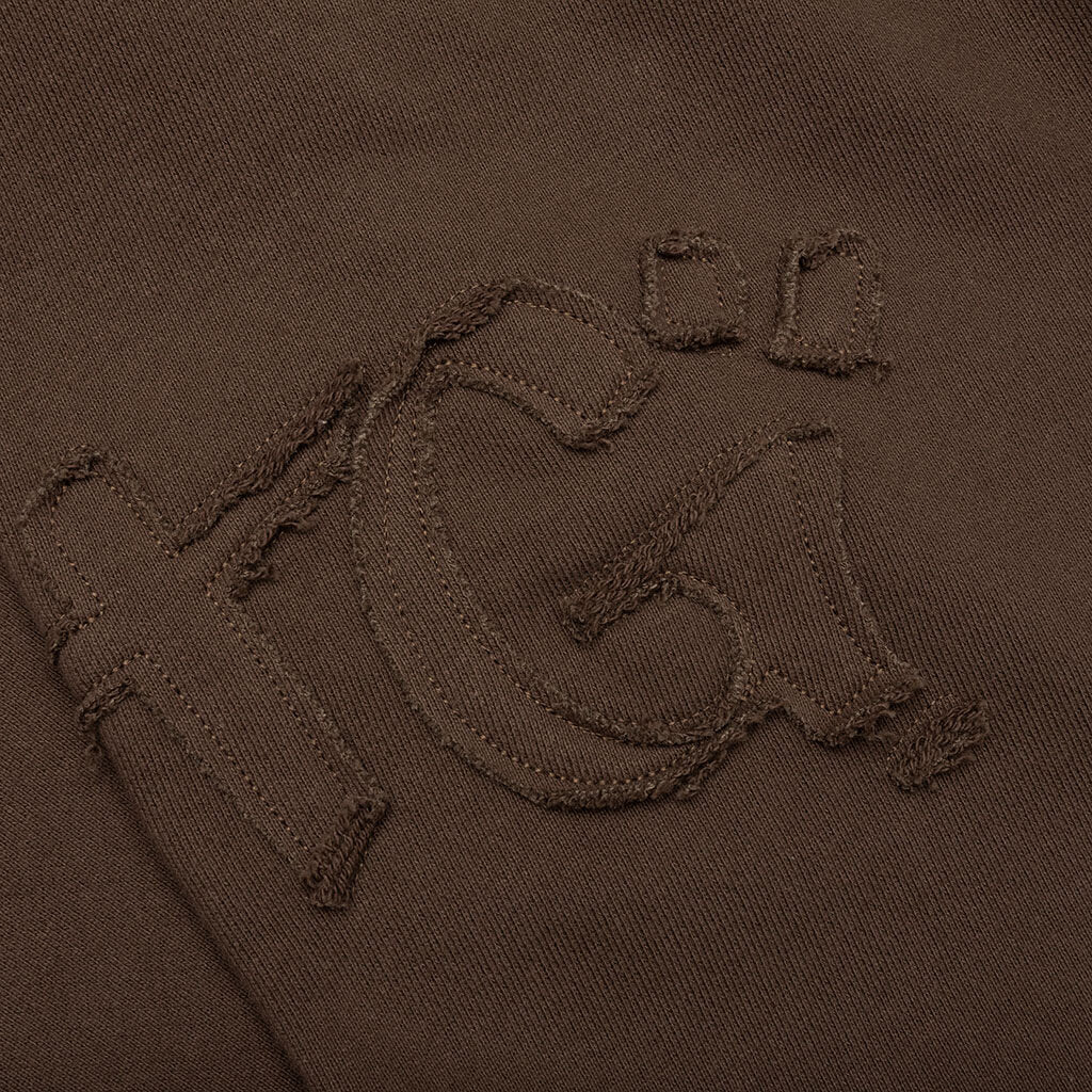 Script Embroidered Sweats - Brown