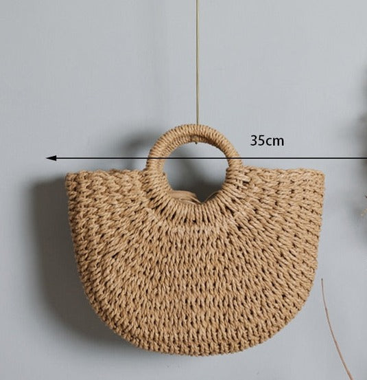 Hollow Out Rattan Straw Woven Large Capacity Shoulder Bag