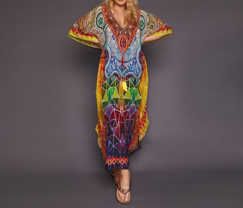 Kaftan Tunic Dress Robe - Ishka
