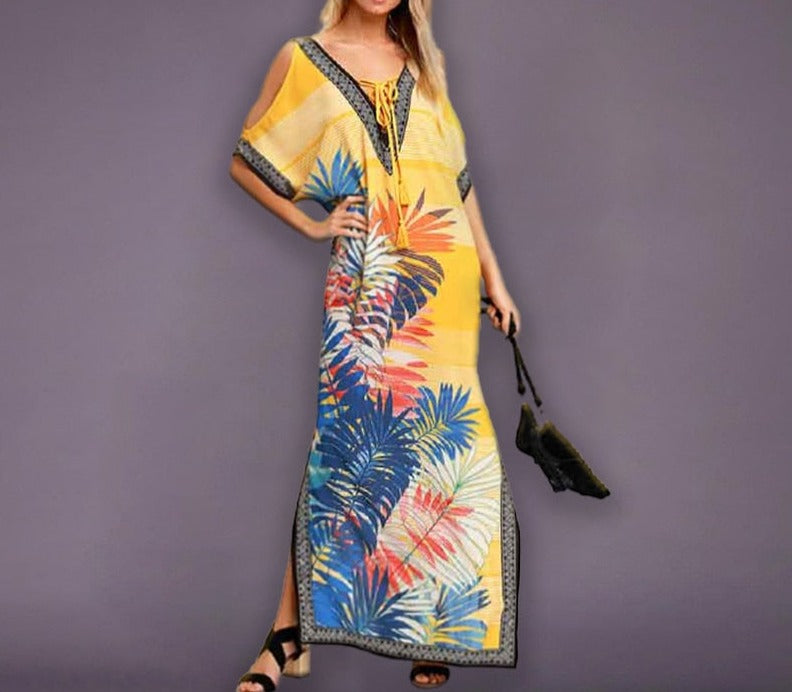 Kaftan Tunic Dress Robe - Ishka