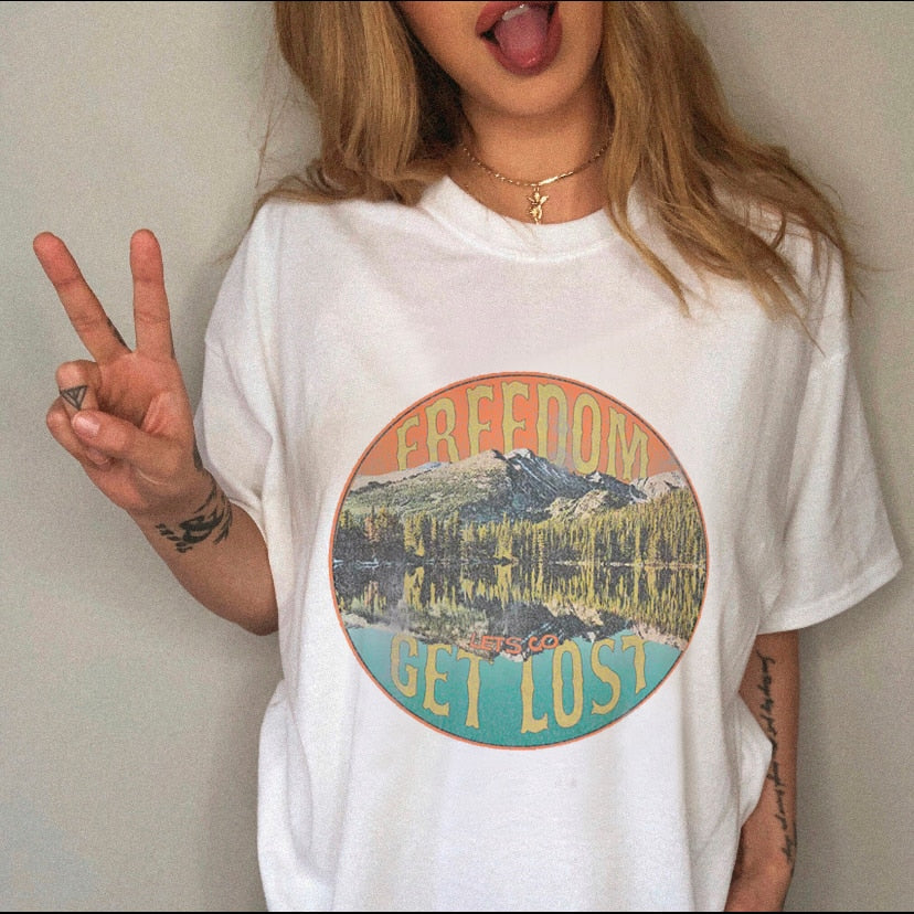 90s Harajuku Witch Summer Short Sleeve Graphic T-shirt - Size Medium