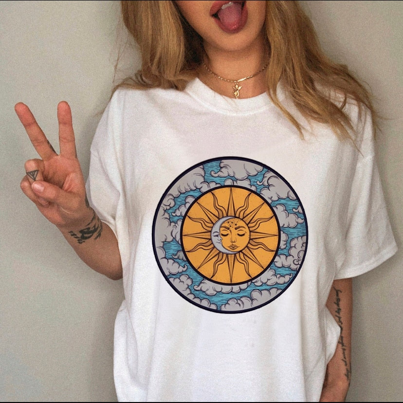 90s Harajuku Witch Summer Short Sleeve Graphic T-shirt - Size Medium