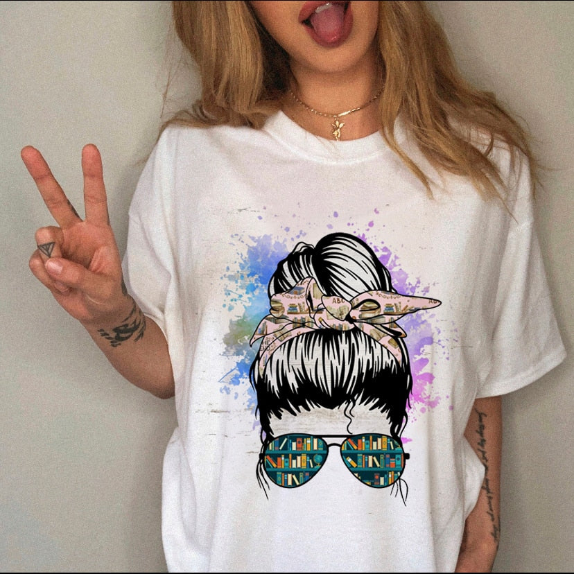 Women Leopard Skull Graphic Cow Bull T-shirt For Women - Size Medium