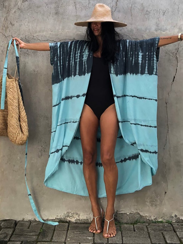 Halo Dye Cover Up Kimono Long Cardigan