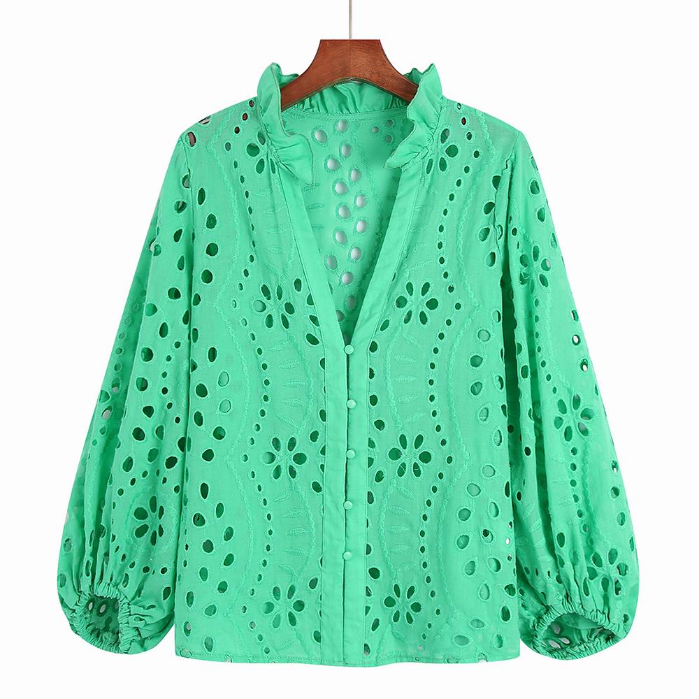 Hollow Out Embroidery Modern Lace Blouse