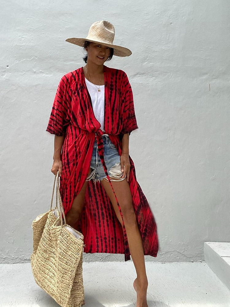 Halo Dye Cover Up Kimono Long Cardigan