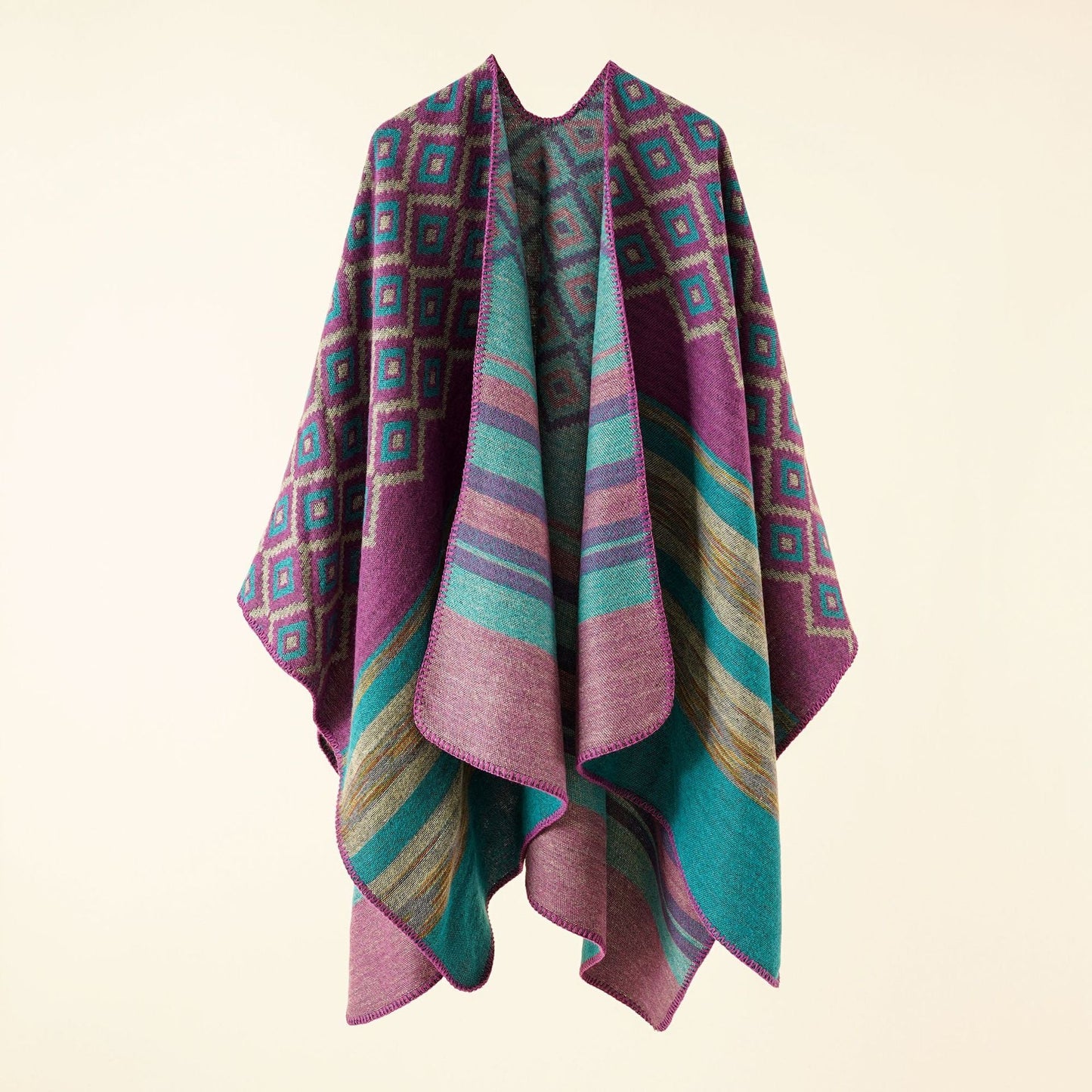 Stripe Cashmere Shawl Cape