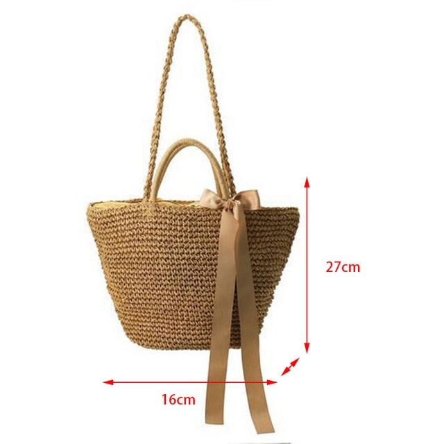Handmade Rattan Straw Half Moon Round Handbag