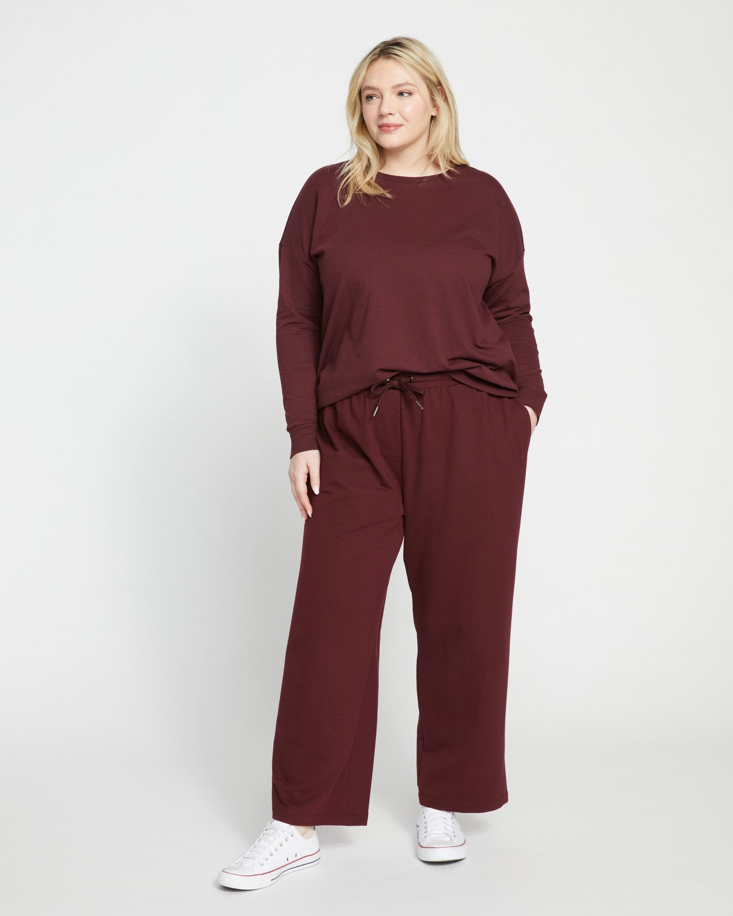 Classic Light Terry Sweatpants - Black Cherry
