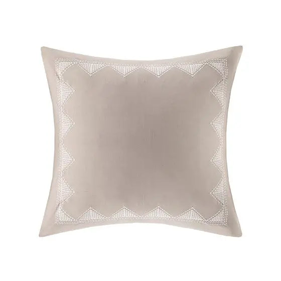 Cotton Embroidered Euro Sham Taupe