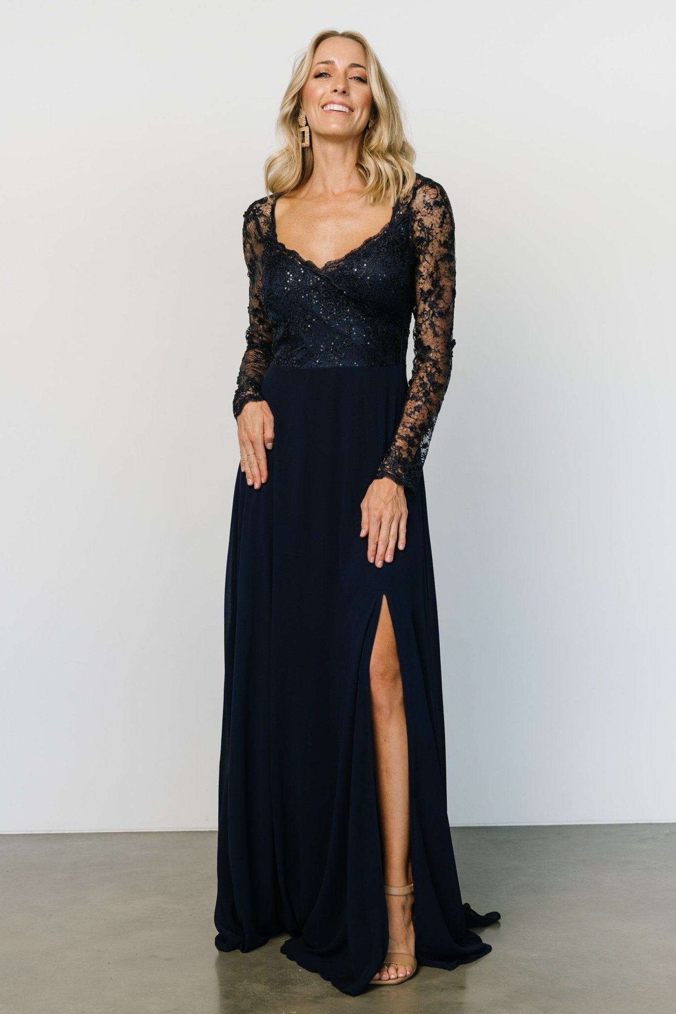 Adalaide Long Sleeve Maxi Dress | Navy - Baltic Born