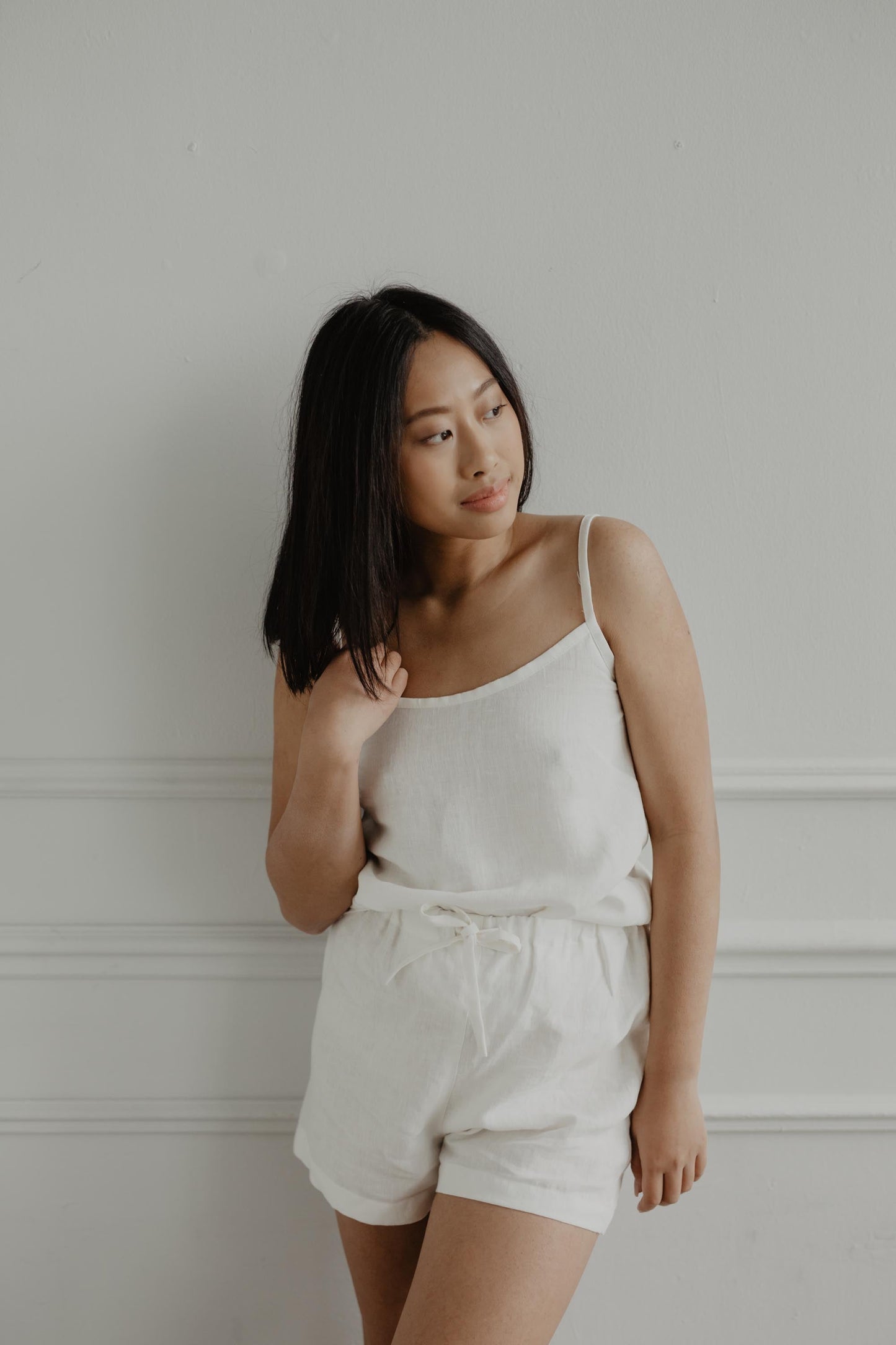 AmourLinen Sleeveless pajama set NIGHT OWL Linen tops AmourLinen
