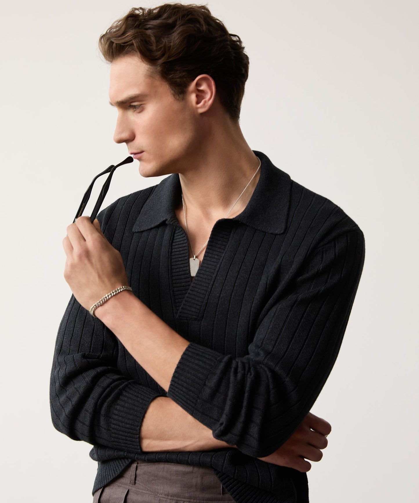 Coastal Linen Polo in Black