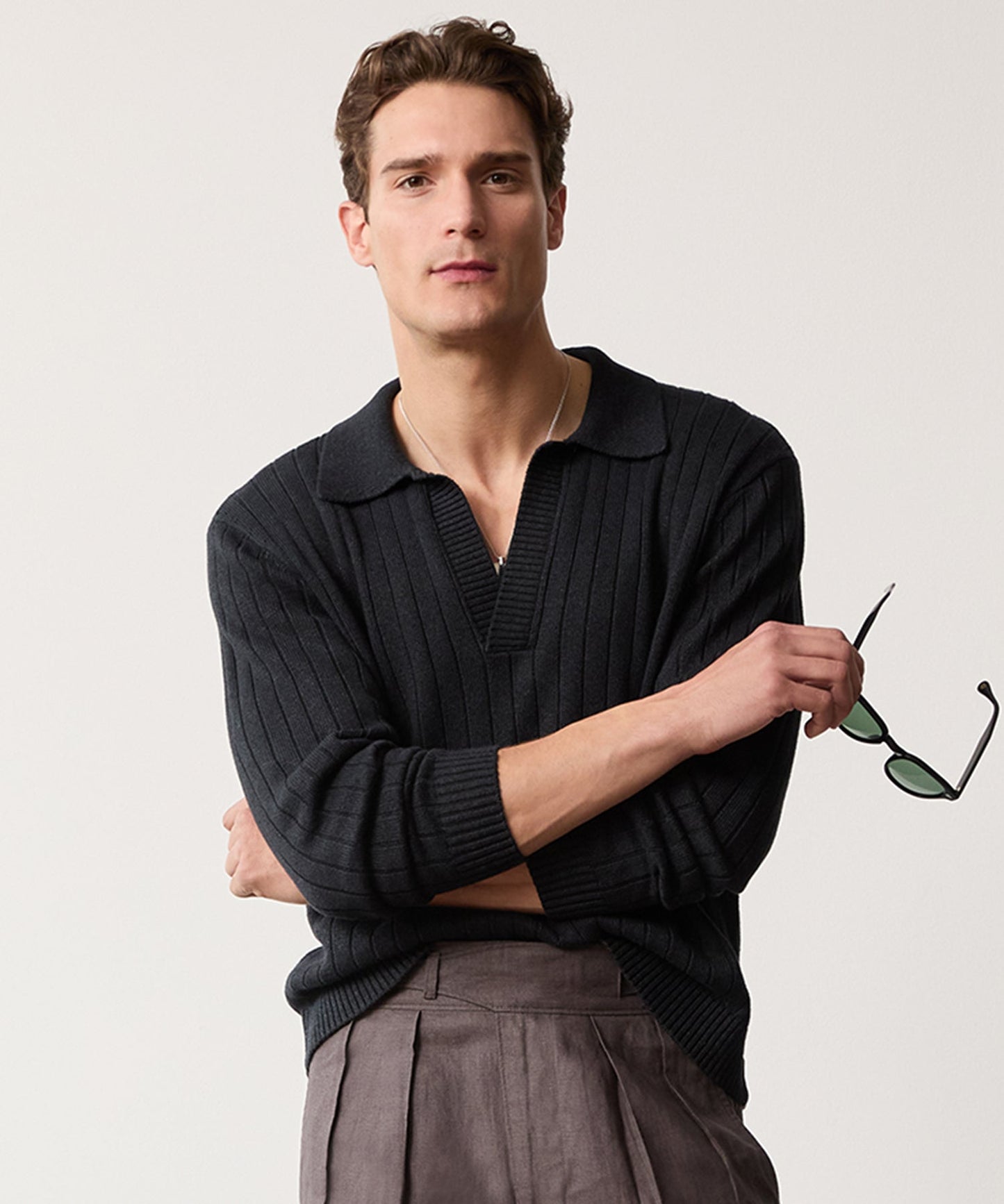 Coastal Linen Polo in Black