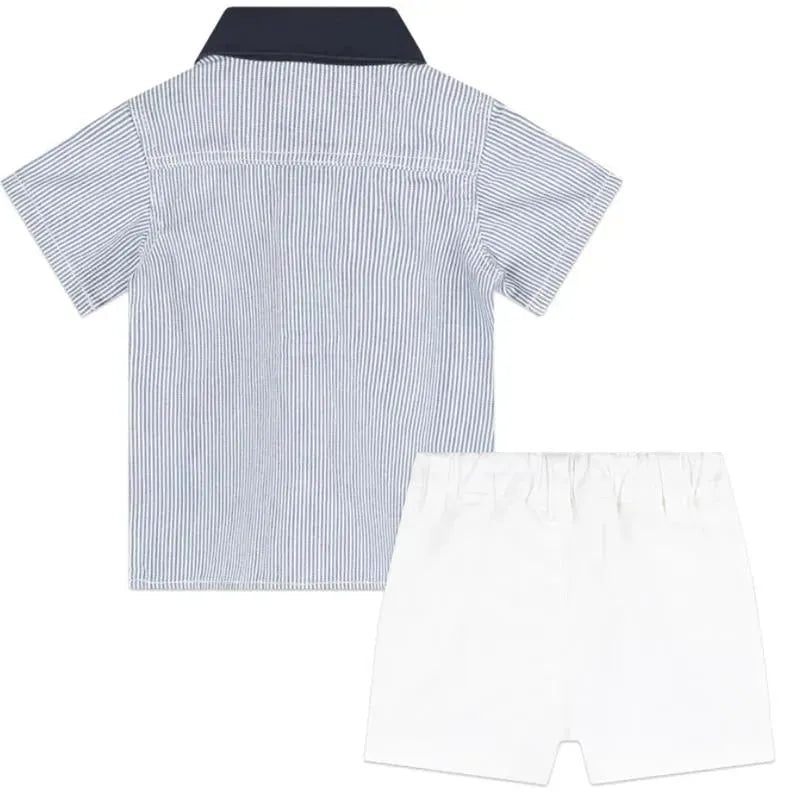 Hugo Boss Baby - Cotton Twill Shorts & Top Boy, White/Blue